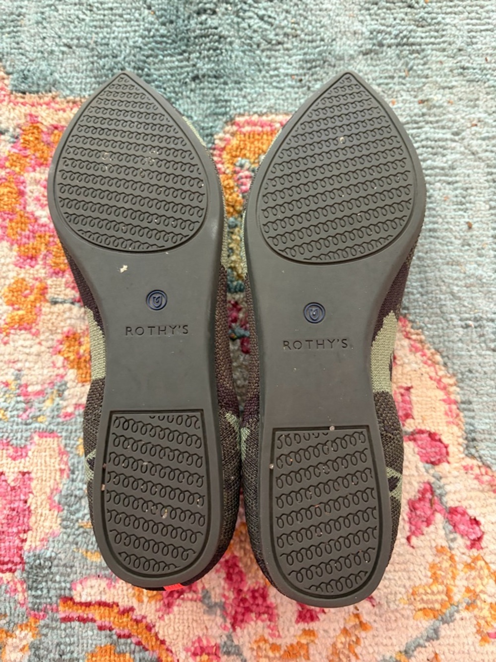 Rothy's Olive Green and Black Camo Pointed Knit Flat - Picture 4 of 4